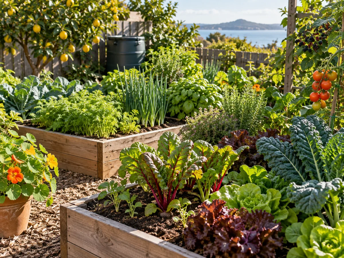 A flourishing vegetable garden in Aotearoa